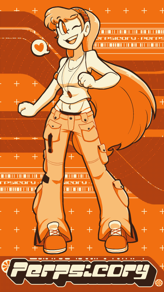 My original character Perpsicory, dancing and winking at the viewer