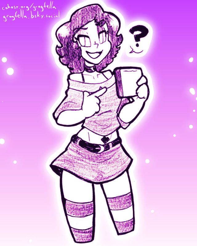 My original character Madelyn, showing off a CD jewel case