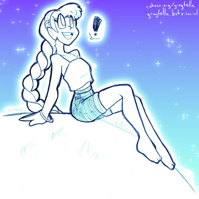 My original character Perpsicory, lying on a knoll and looking into the sky