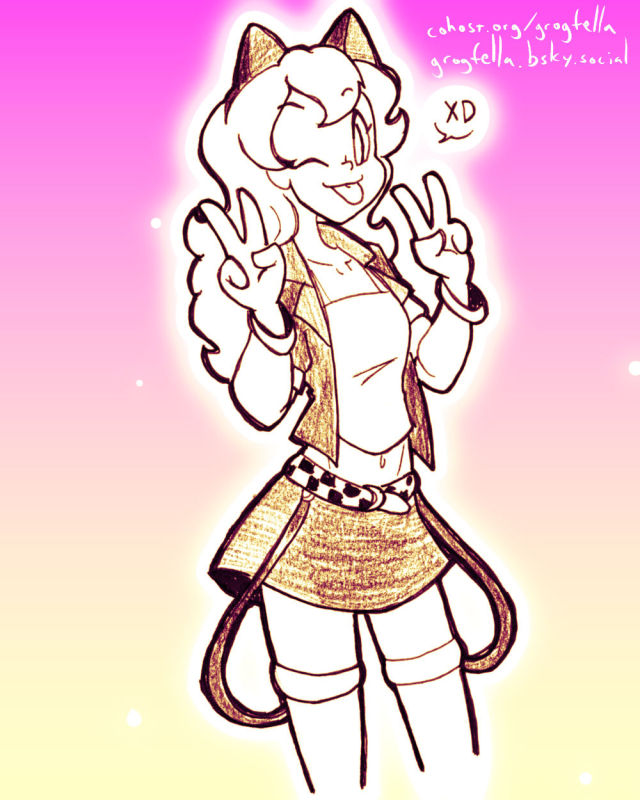 My original character Kimiko, giving a double peace sign