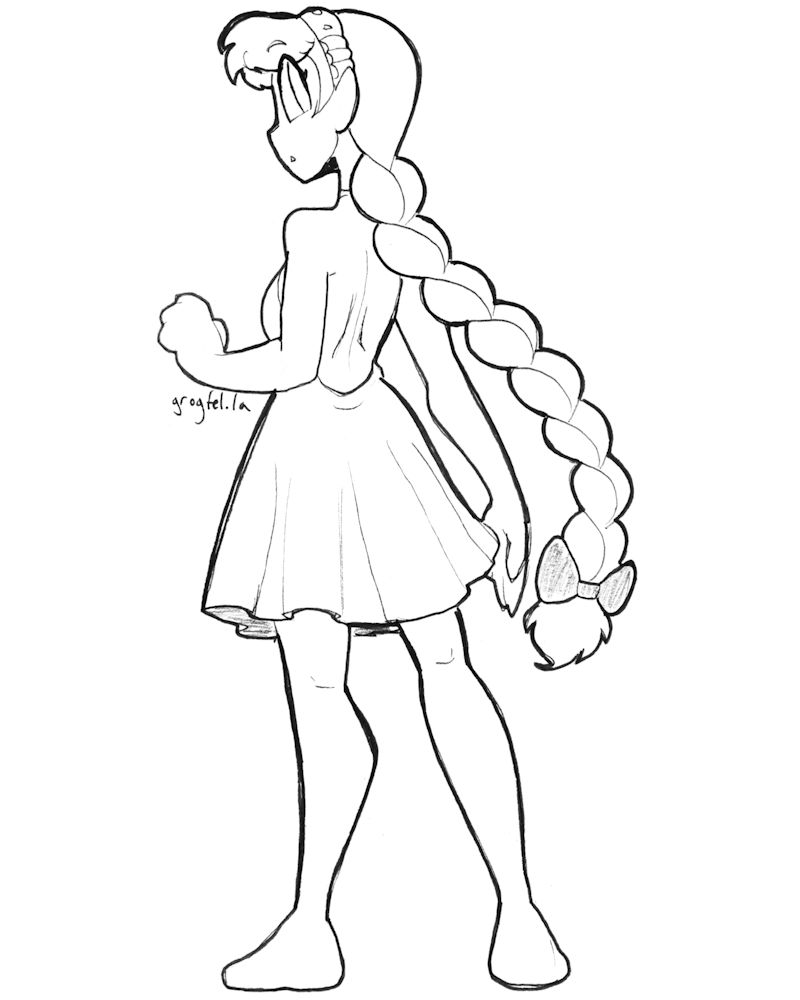 My original character Perpsicory, facing away and looking over her shoulder