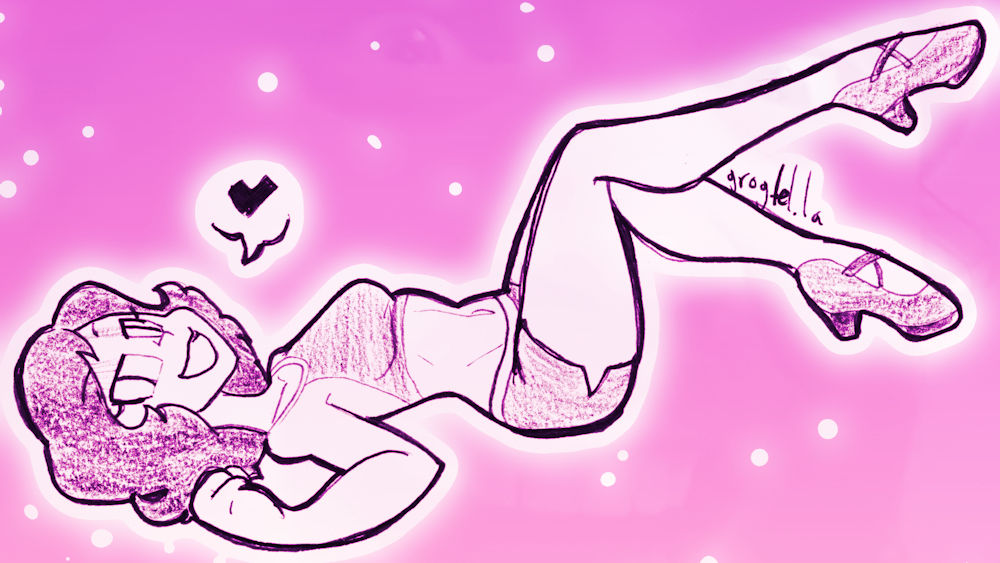 My original character Madelyn lying on her back with her feet in the air