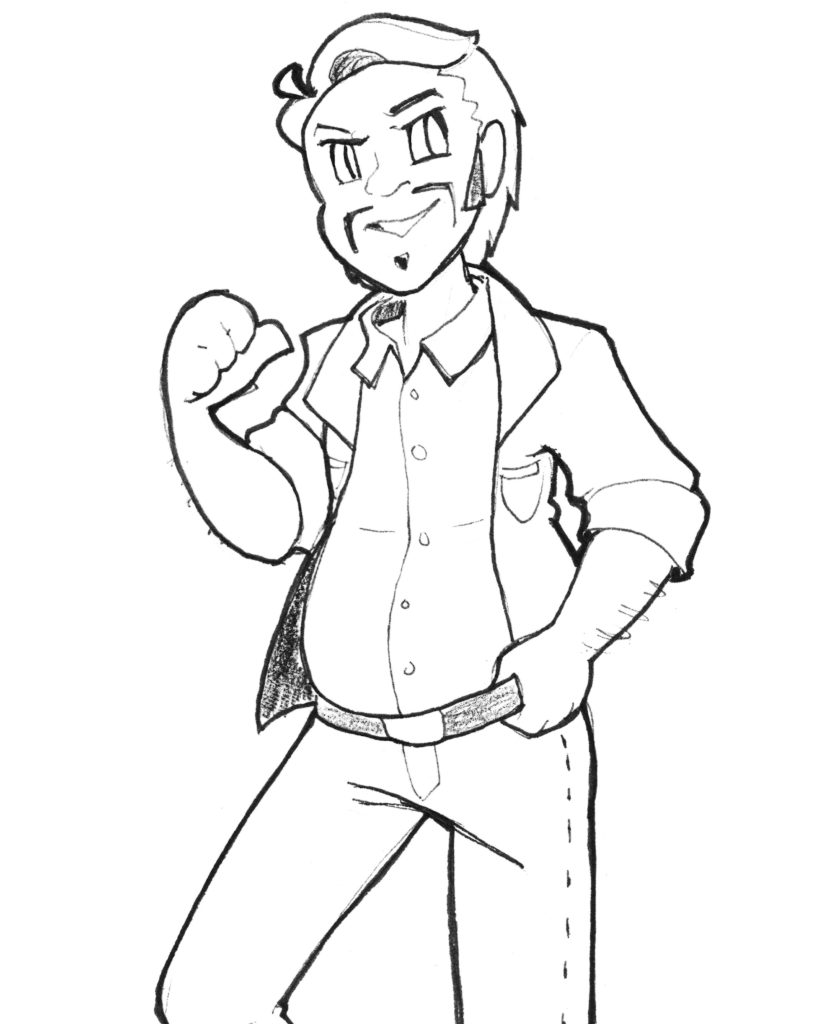 A drawing of the Kummeli character Matti Näsä, portrayed by Heikki Silvennoinen