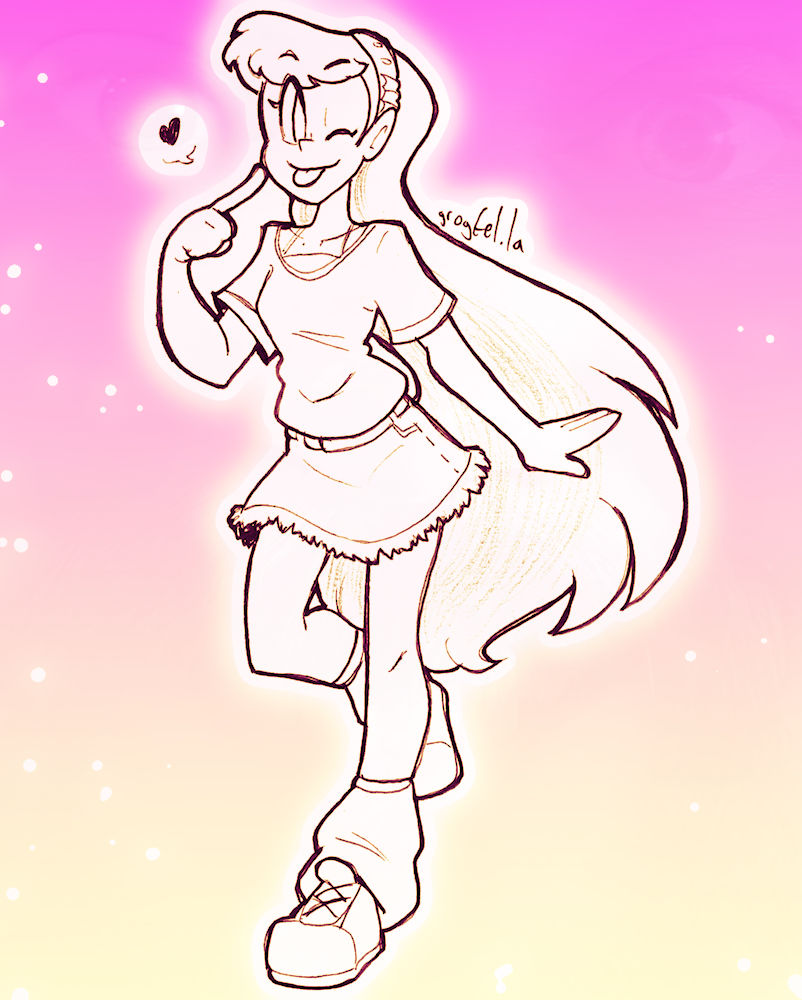 My original character Perpsicory winking and sticking her tongue out