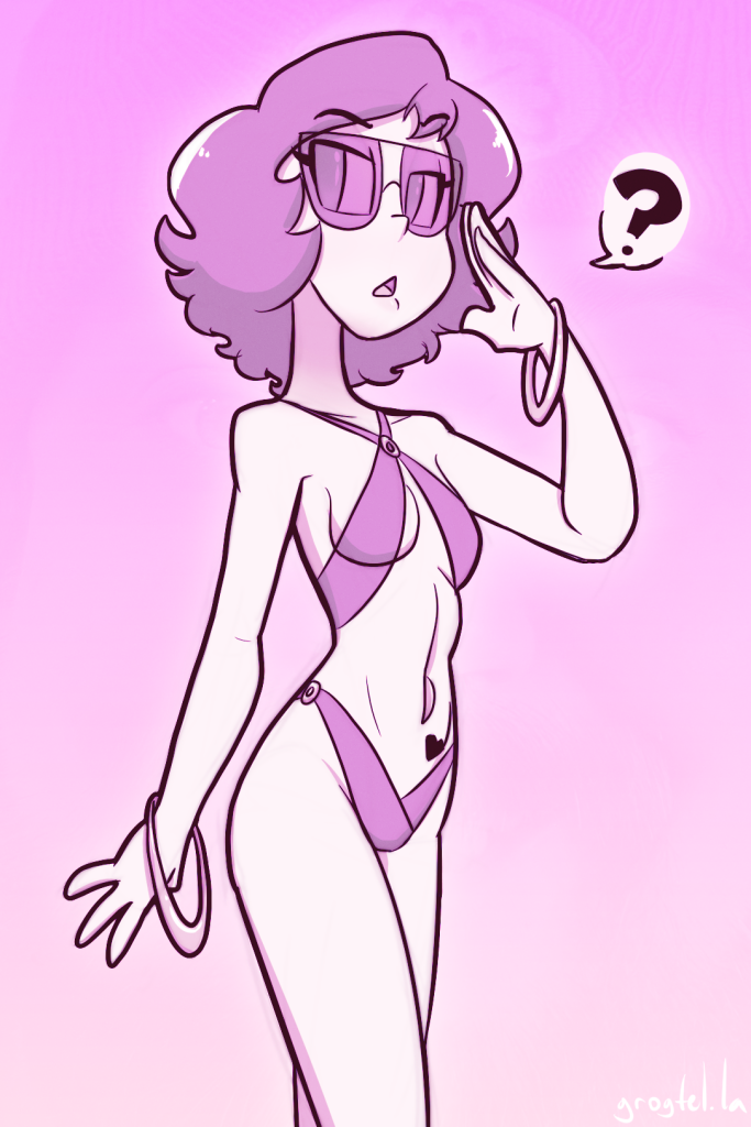 My original character Madelyn wearing a bikini and sunglasses